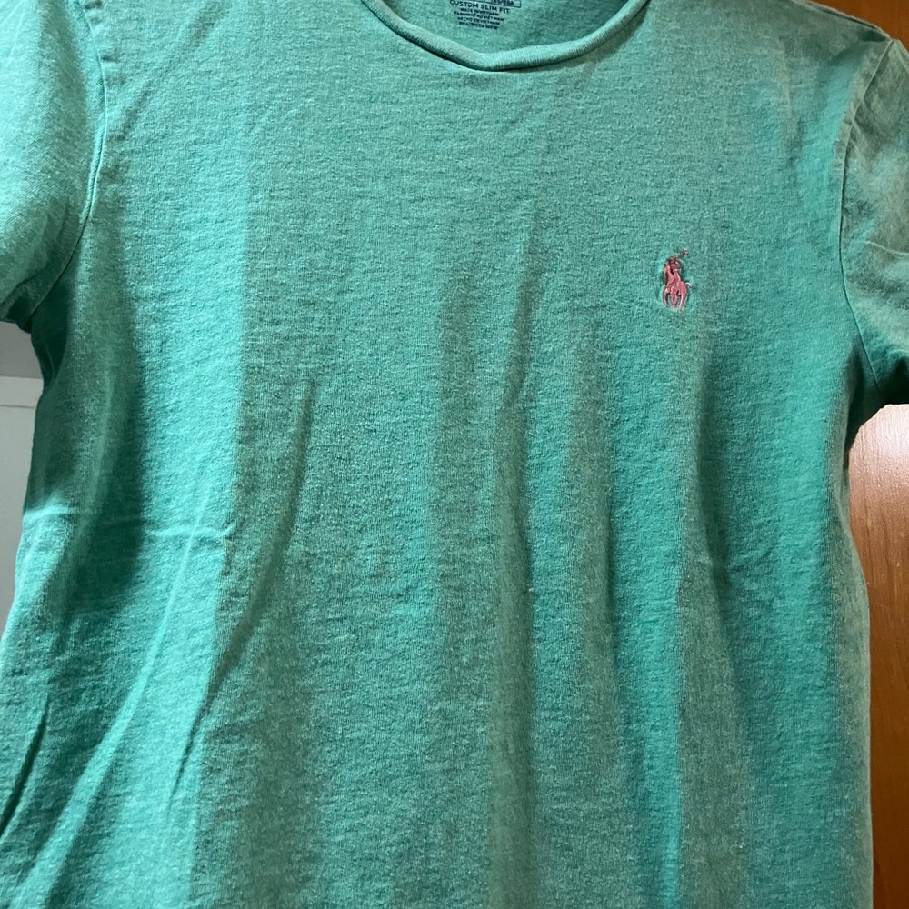 Polo by Ralph Lauren Aqua Slim Fit Tee Women’s w pink logo size XS